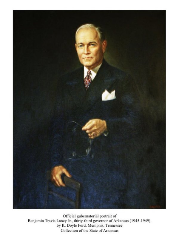 Official gubernatorial portrait of Arkansas Governor Benjamin Travis Laney (1896-1977), 33rd Governor of Arkansas (1945-1949) by K. Doyle Ford