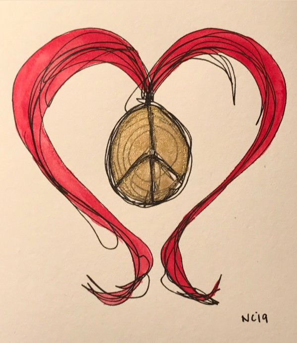 Golden Peace on a Heartfelt Red Ribbon #JTMF by Norwood Creech