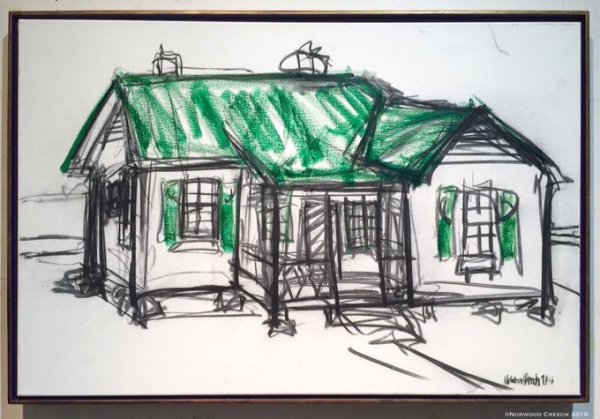 Cash House - Big Green, Johnny Cash Boyhood Home, Dyess, Mississippi County, Arkansas, painted on location