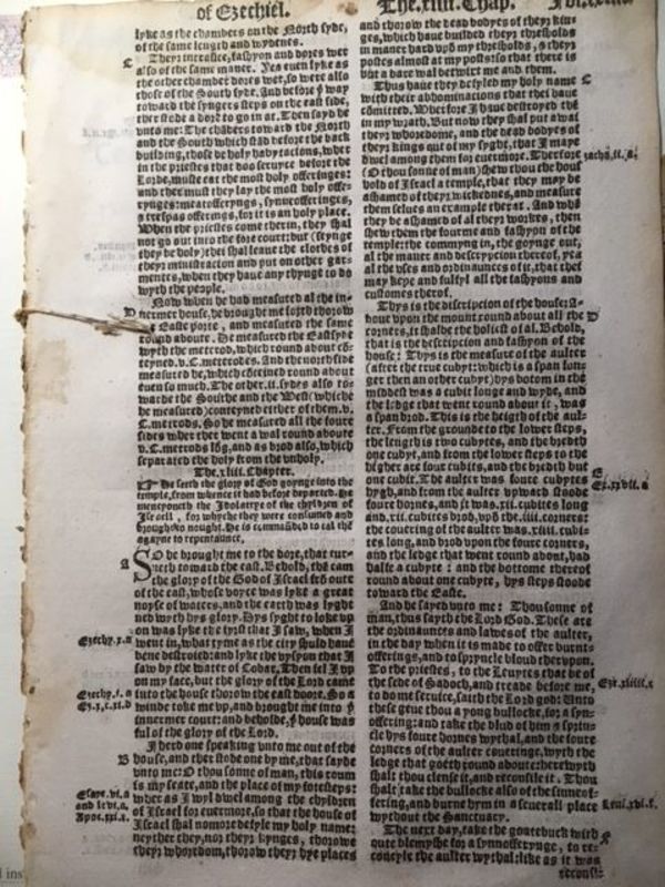 1551 Tyndale New Testament by Traverner leaf: Ezekiel by Bible