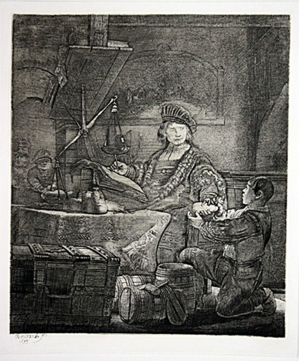 The Goldweigher after Rembrandt by Amand Durand