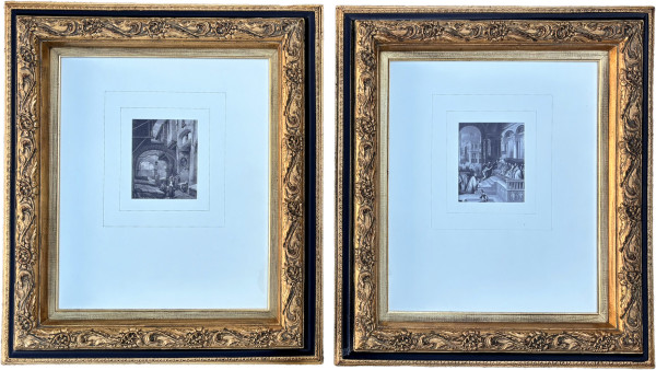 London, Virtue & Co. Framed Antique Etching 1 pair