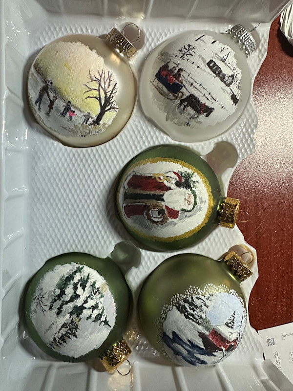 Hand Painted Christmas ornaments by Sally Drayer