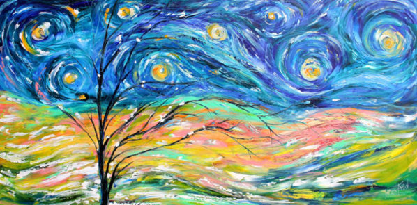 Starry Winter Landscape by Karen Tarlton