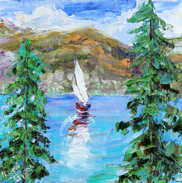 Mountain Summer Lake Sailing by Karen Tarlton