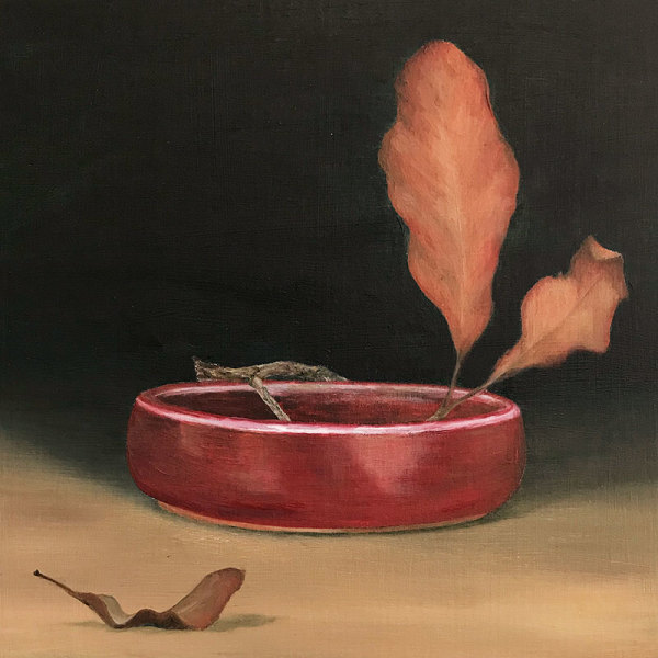 Red Bowl and Macadamia Leaves by Kirsten Hocking