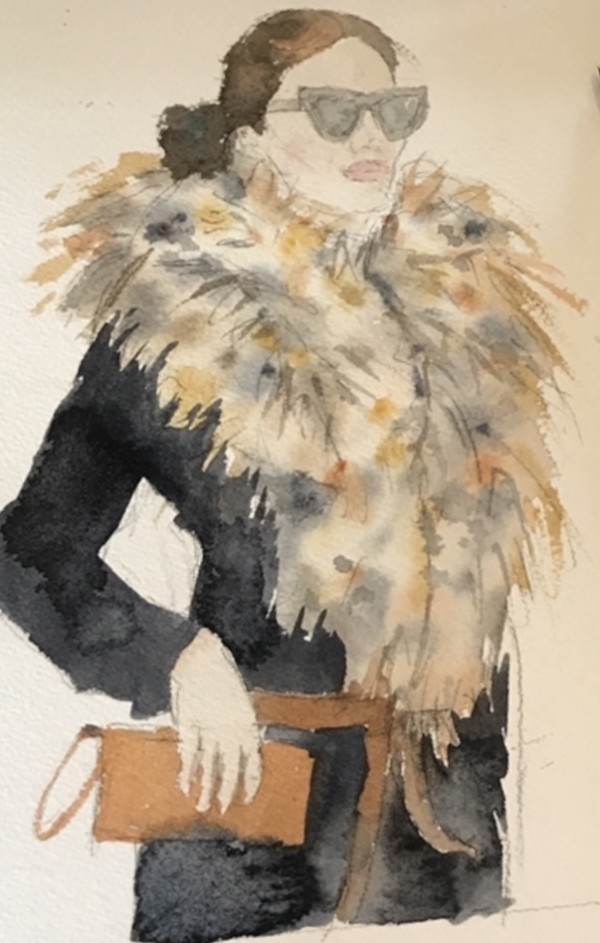 Fashion Sketch with Fur by Vanessa Rothe
