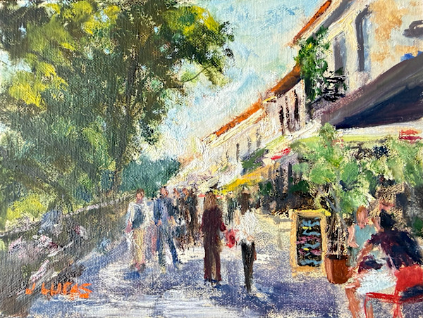 Strolling Past the Cafe by Janet Lucas Beck