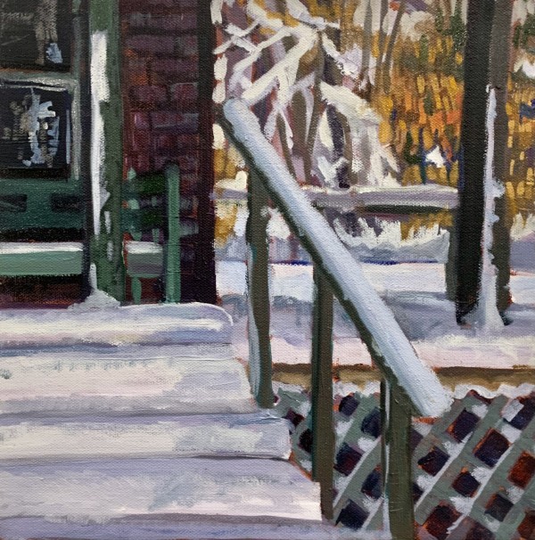 Snowy Cottage Steps by Lynne Ryall