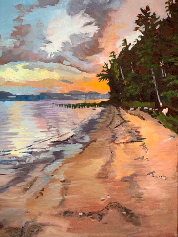 Restoule Beach Sunset, Restoule Provincial Park by Lynne Ryall