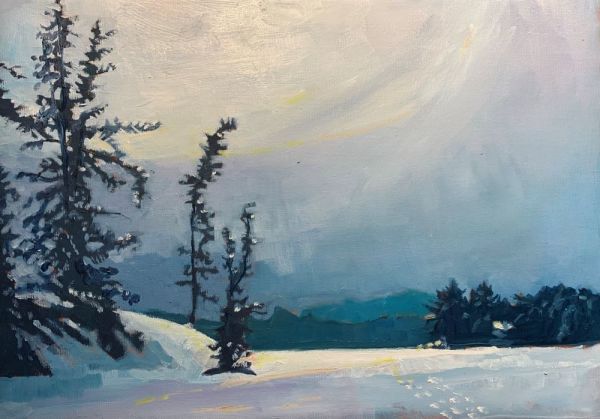 Winter Afternoon View, Bella Lake near Huntsville ON, 2020 by Lynne Ryall