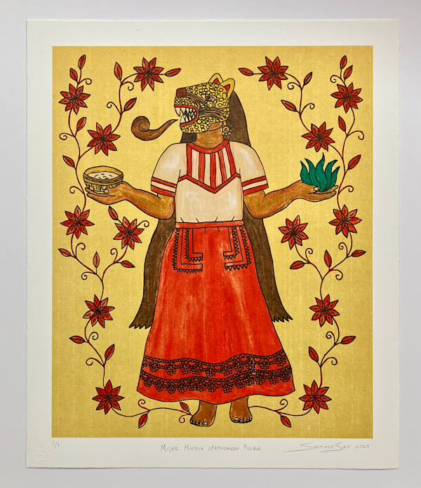 Mujer Mixteca Ofrendando Pulque 3 by Santiago Savi
