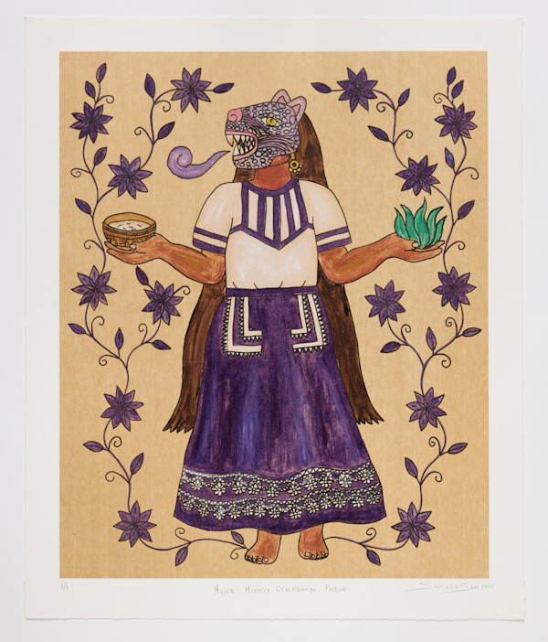 Mujer Mixteca Ofrendando Pulque 1 by Santiago Savi
