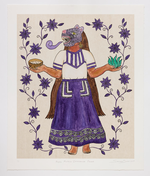 Mujer Mixteca Ofrendando Pulque 4 by Santiago Savi