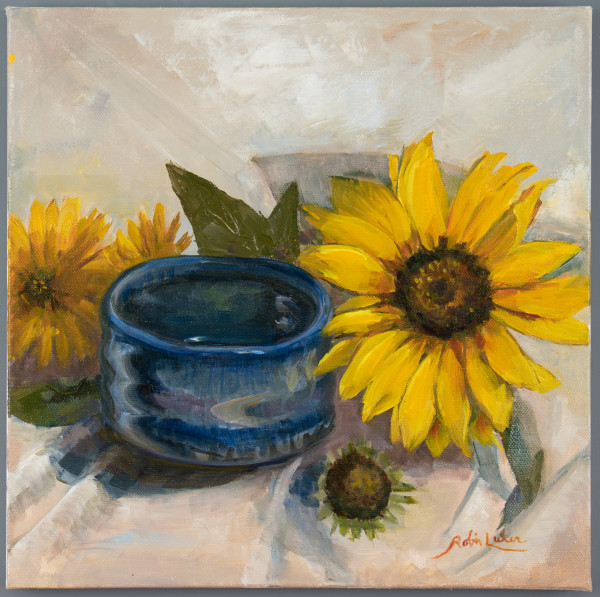 Matcha Bowl with Sunflowers by Robin Luker