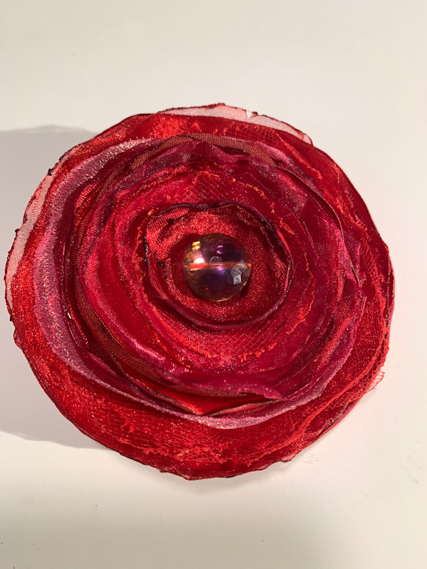 Red Rose Flower Pin/Clip by Eleftheria Easley, Image 1.