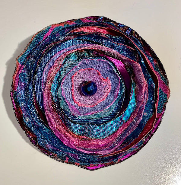 Teal and Purple Flower Pin/Clip by Eleftheria Easley, Image 1.