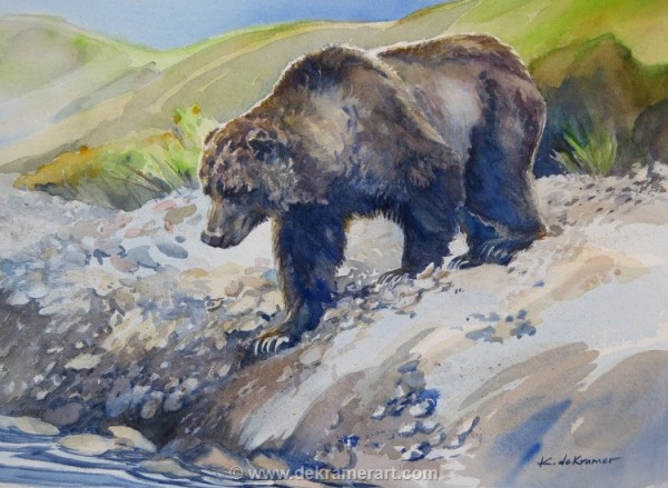 Thirsty Grizzly by Karyn deKramer