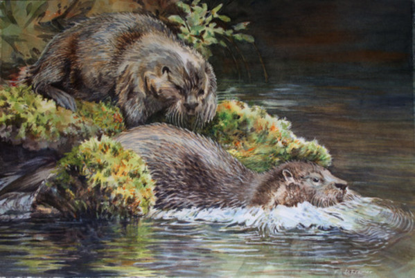 River Otter Play by Karyn deKramer
