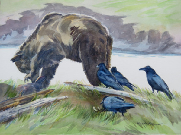 'The Picnic' - Grizzly and Ravens by Karyn deKramer