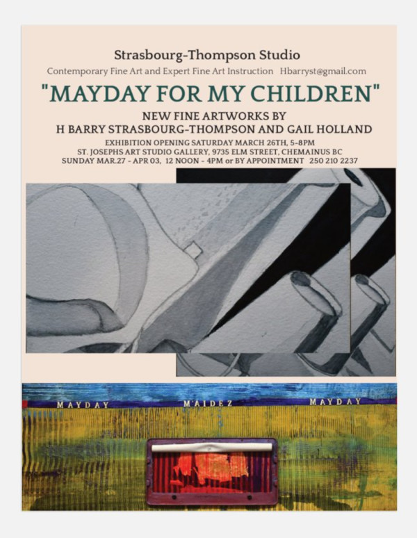 Show poster for March 26th - April 03  Exhibition 'MAYDAY FOR MY CHILDREN" by HB Barry Strasbourg-Thompson BFA