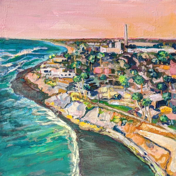 Terramar Bluffs, Pink with Power Plant by Kate Joiner