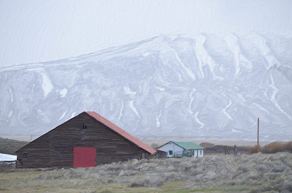 Winter Landscape, with Barn by Lewis Jackson