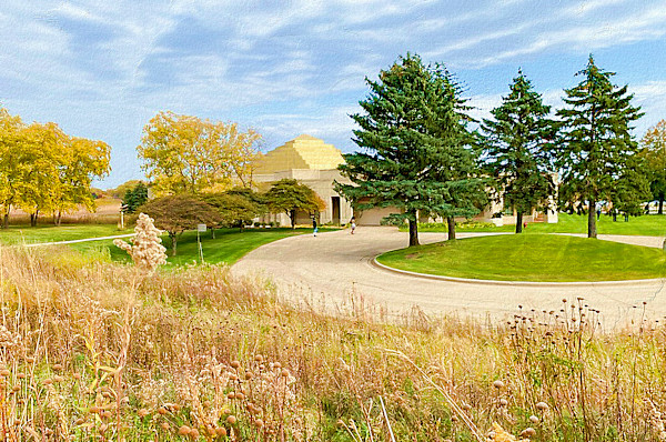 ECK Grounds and Temple, in Fall by Lewis Jackson