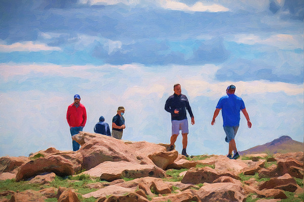 Five Men on Top of  a Mountain