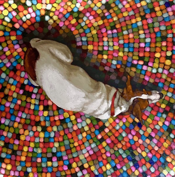 "On the Spot" 60 x 60cm, oil on canvas by Kim Harding