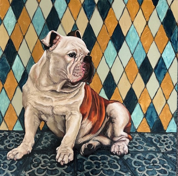 "Bulldog " 50 x 50cm, oil on canvas by Kim Harding