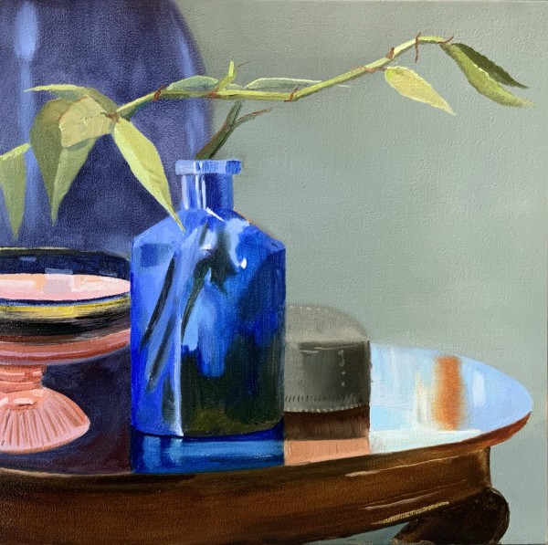 Still life with Blue Bottle by Mona Turner