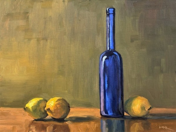 Blue Bottle With Lemons