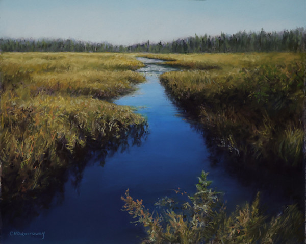Blue Sky Serenity in the Marsh by Cathy Lorraway Art
