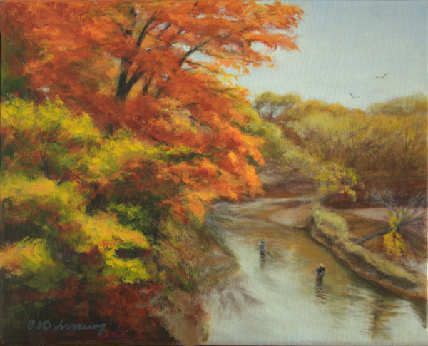 Climate Action Fishing in Bronte Creek by Cathy Lorraway Art