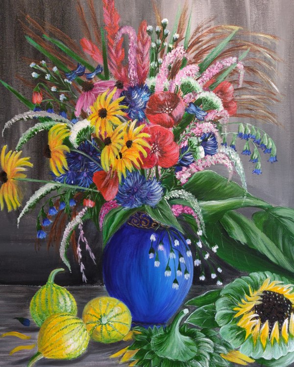 Field Flowers in a Vase by Lyuda Morhun