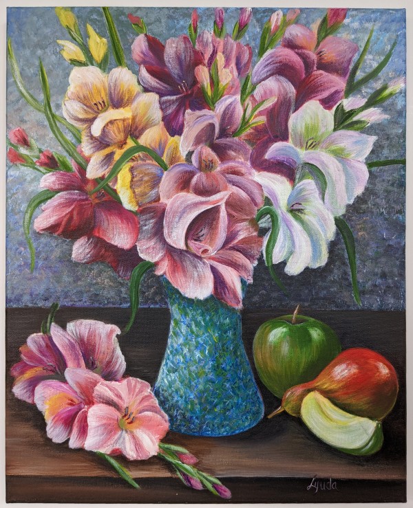 Gladioluses with Pears by Lyuda Morhun