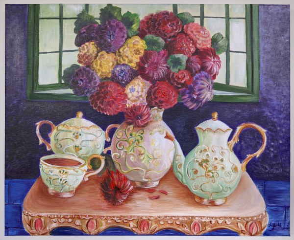 Tea Set with Flowers by Lyuda Morhun
