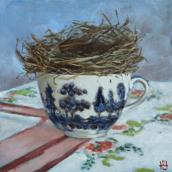 Blue Willow, cup and nest (Portrait of Nanny and Pappy)