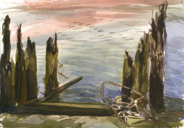 Delaware Waterfront, Cables and Pilings by Brooke Lanier