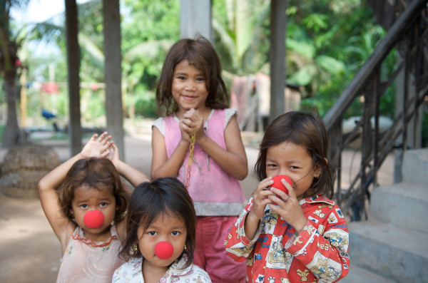 Girls with Red Noses, Siem Reap, Cambodia by Bart Marcy