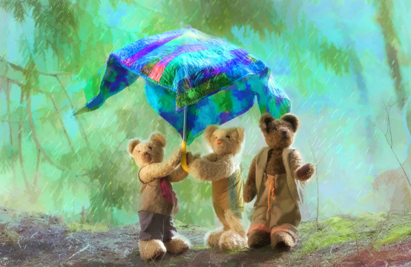 Bramble Glen Bears with Umbrella by Brandy  Stone