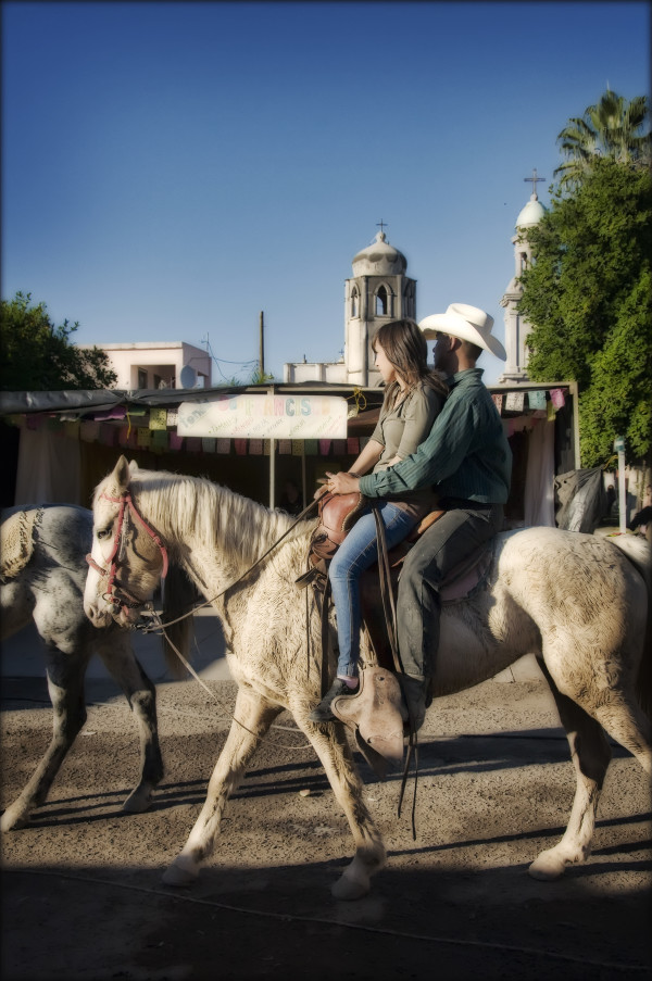 Couple on Horseback at Fiesta Baviacora, Sonora    by Bill Steen