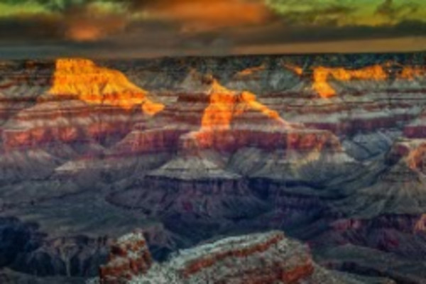 Grand Canyon Streaked with Sunlight by Larry Simkins