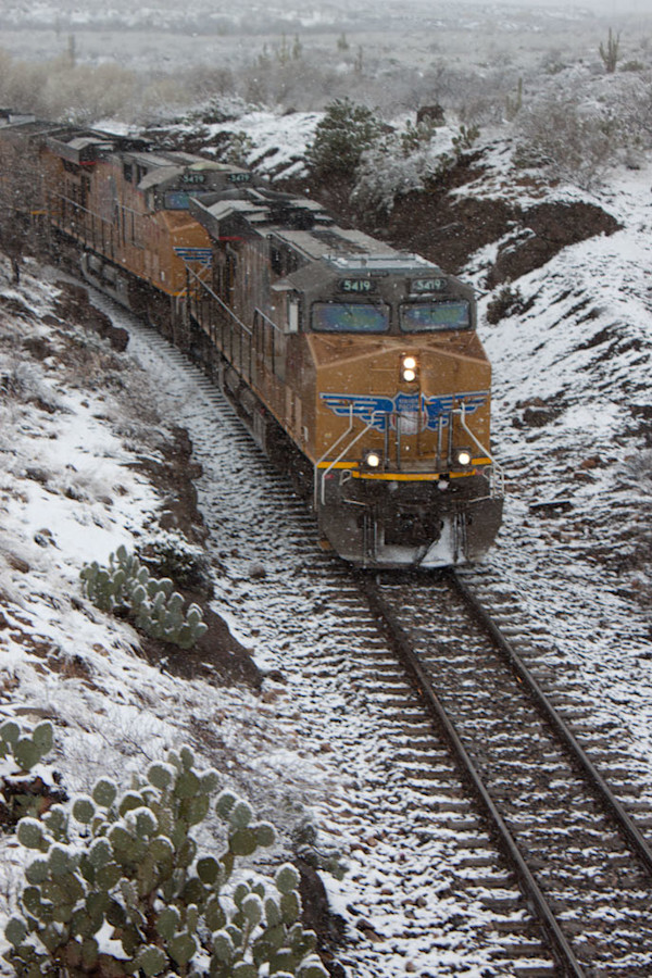 Union Pacific in the Snow, Cienega Creek – Track 2 by Neal Lutyens