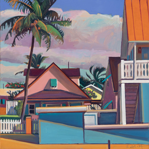 "Pink House, Blue Wall" by Susan Abbott