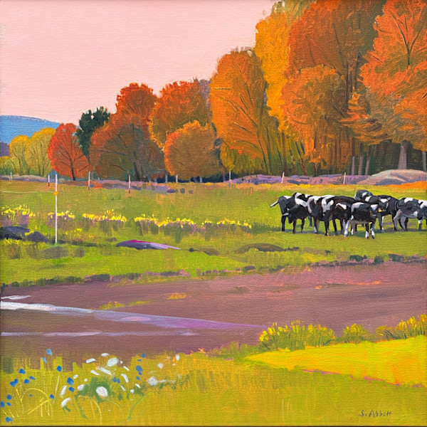 "FallField with Holsteins" by Susan Abbott, Image 3.