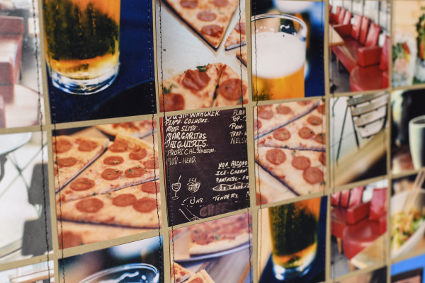 Brown Scroll Kaleidoscope Iconic Pizza by Suzi Q Varin
