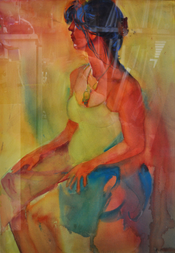 Untitled Painting (Model in Green and Orange) by Daniel Cromer