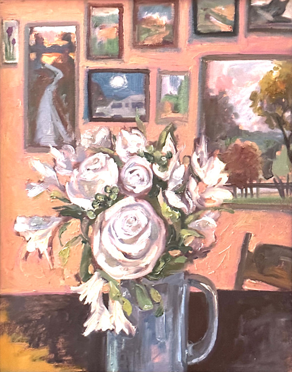 Carol's Birthday  (Roses in Blue Mug) by Emily Eve Weinstein